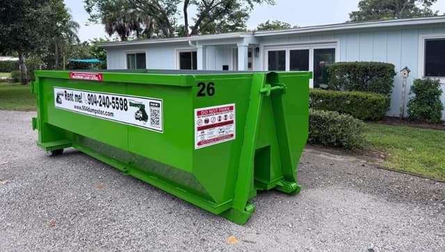 15 yard roll-off dumpster 14 feet long 7.5 feet wide 4.5 feet high